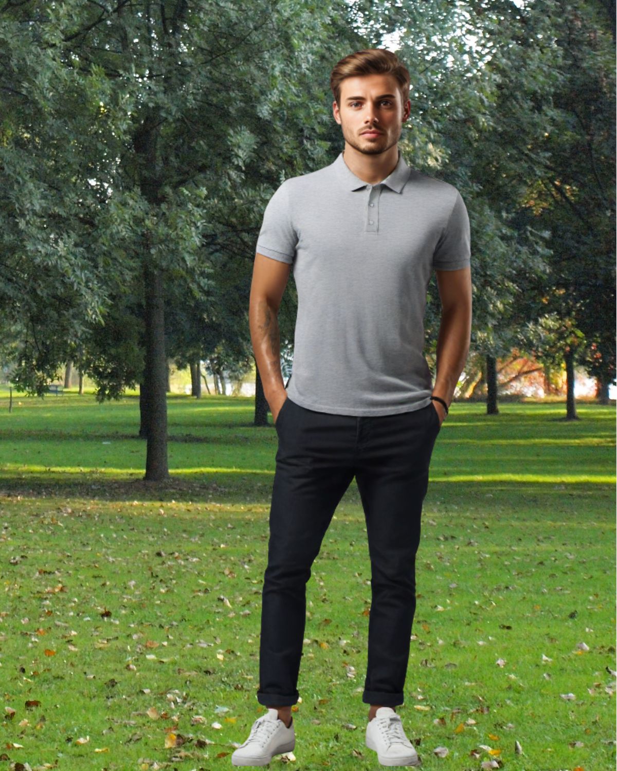 Grey Melange - Men's Polo