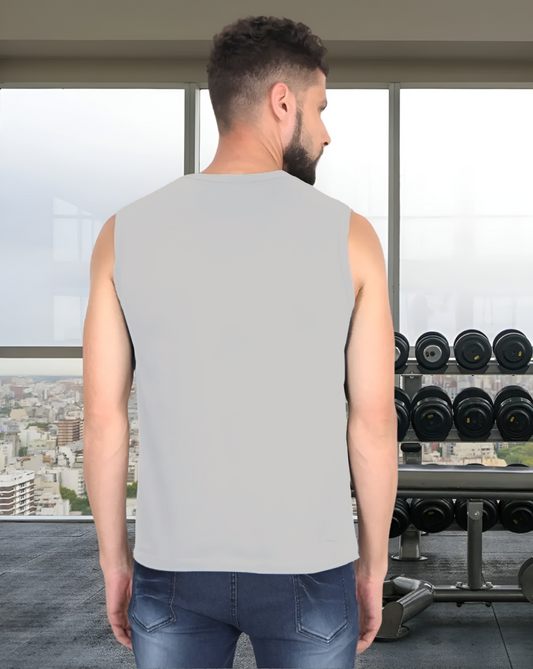 Grey Melange Sleeveless T-Shirt