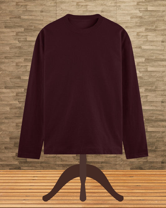 Printed Maroon Full Sleeve T-Shirt