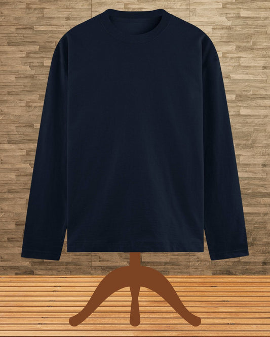Printed Navy Blue Full Sleeve T-Shirt