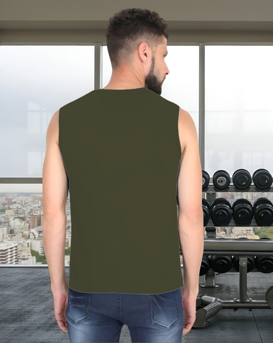 Olive Green Sleeveless T-Shirt