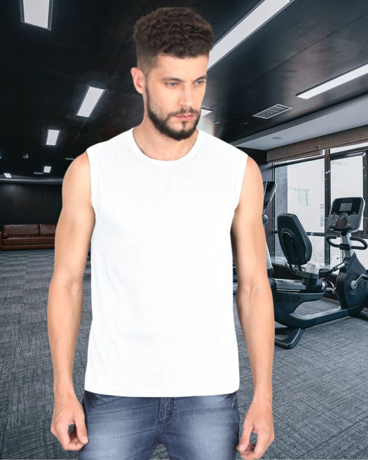 White Sleeveless T-Shirt