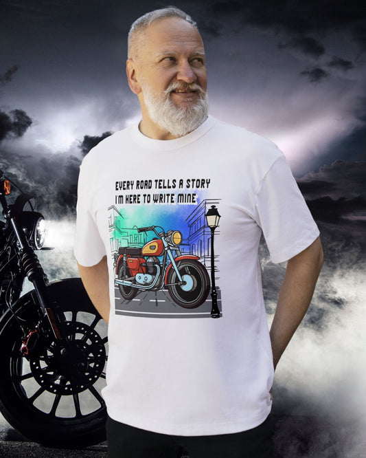 Every Road tells a Story - White Unisex Classic Crew T-Shirt