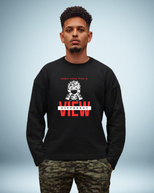 Printed Black Full Sleeve T-Shirt