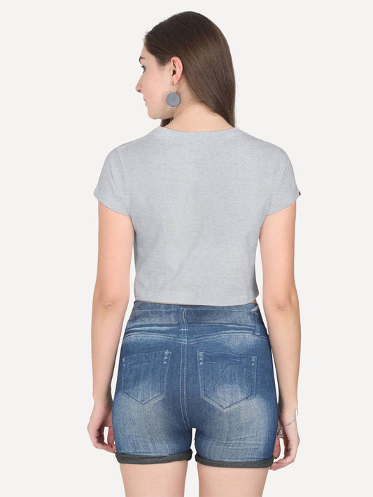 Grey Melange Crop Top