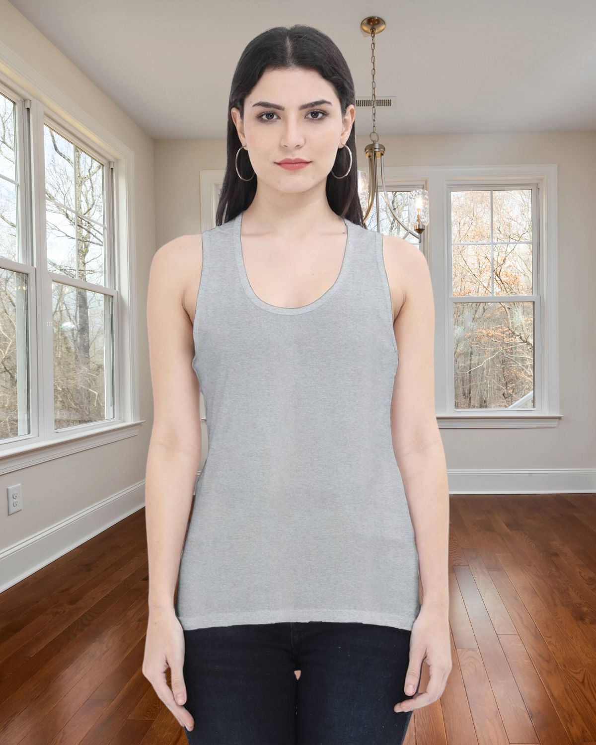 Grey Melange Tank Top