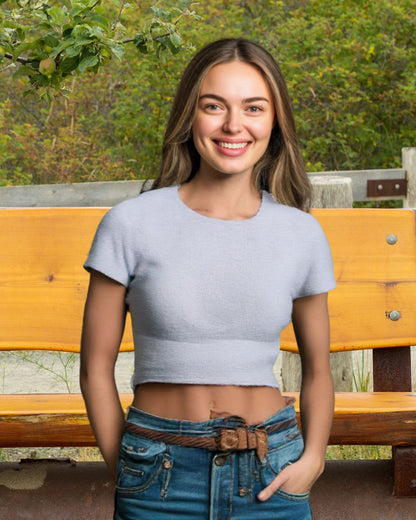 Grey Melange Crop Top