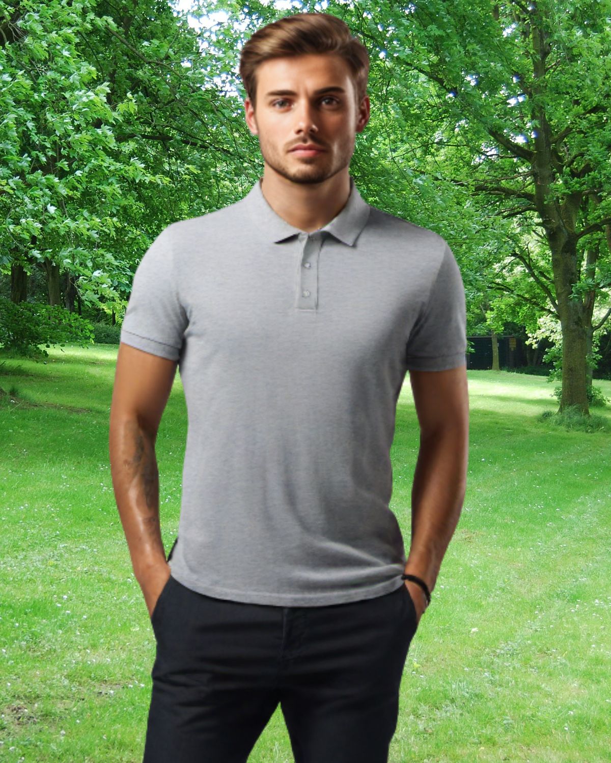 Grey Melange - Men's Polo