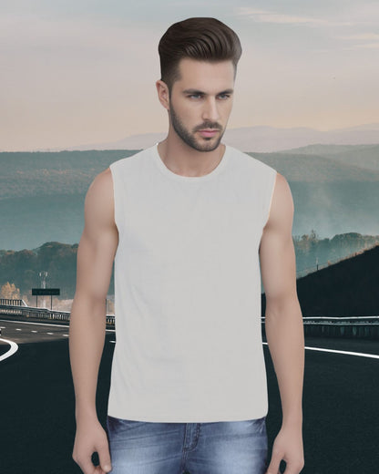 Grey Melange Sleeveless T-Shirt