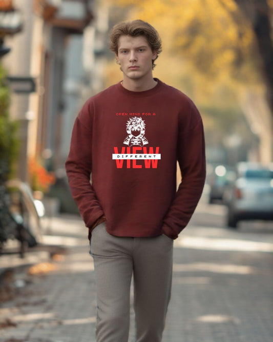 Printed Maroon Full Sleeve T-Shirt