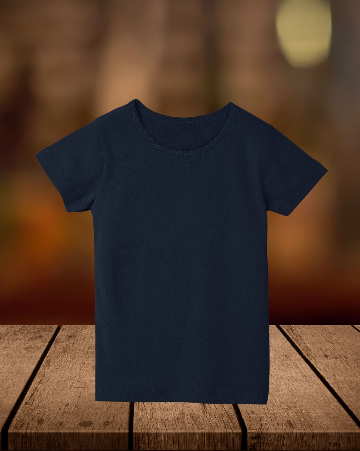 Navy Blue - Girl's Crew Neck T-Shirt
