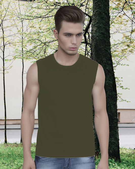 Olive Green Sleeveless T-Shirt