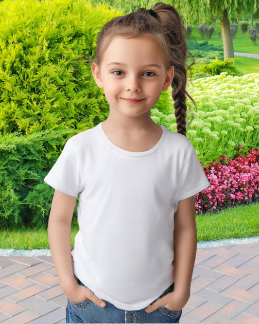 White - Girl's Crew Neck T-Shirt